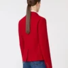 Single-breasted piqua jersey jacket, red