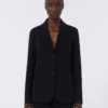 Single-breasted scuba jersey jacket, black