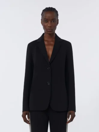 Single-breasted scuba jersey jacket, black