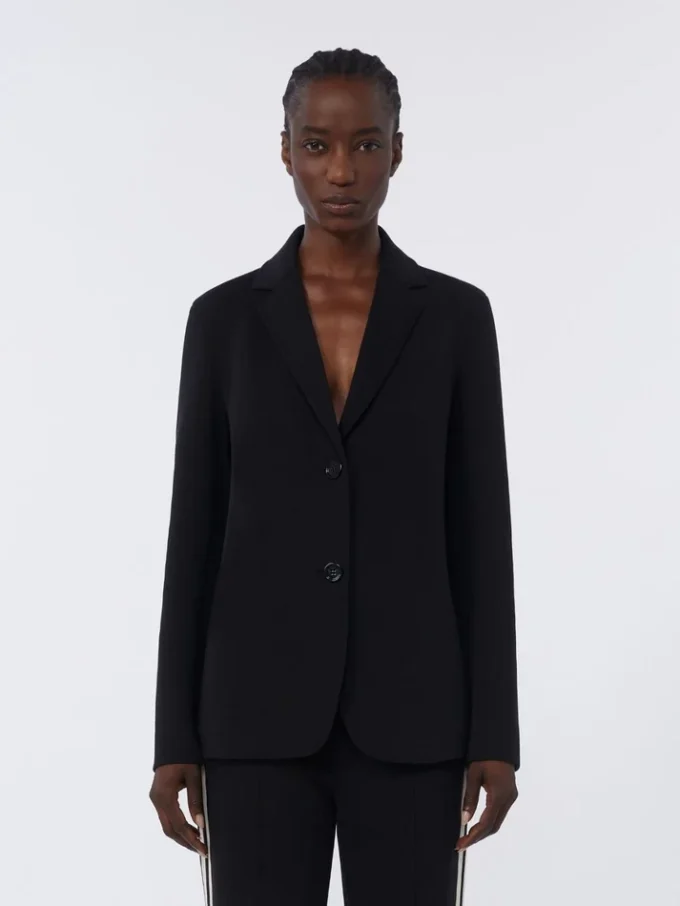 Single-breasted scuba jersey jacket, black