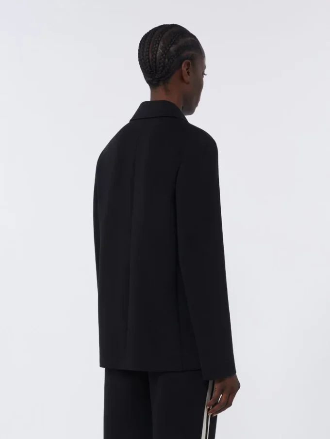 Single-breasted scuba jersey jacket, black