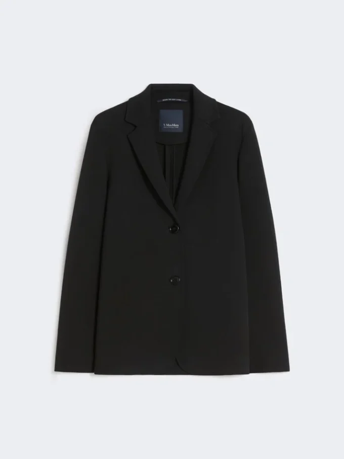Single-breasted scuba jersey jacket, black