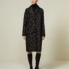 Single-breasted spotted velvet coat, black