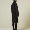 Single-breasted spotted velvet coat, black