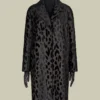 Single-breasted spotted velvet coat, black