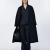 Flared wool coat, midnightblue