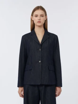 Single-breasted stretch denim jacket, ultramarine