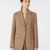 Single-breasted woollen cloth blazer, hazelnut brown