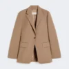 Single-breasted woollen cloth blazer, hazelnut brown