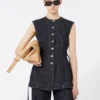 Sleeveless denim top, midnightblue