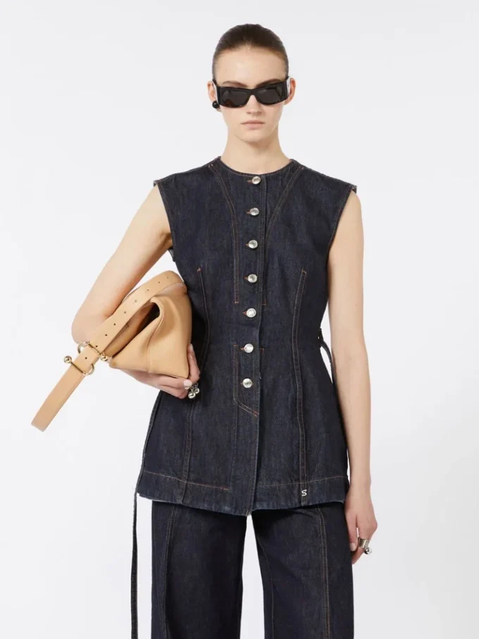 Sleeveless denim top, midnightblue