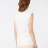Sleeveless double-layer satin and tulle top, white