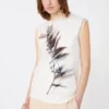 Sleeveless double-layer satin and tulle top, white