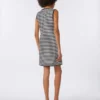 Sleeveless dress in viscose crepe yarn, black