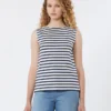 Sleeveless interlock jersey top, navy