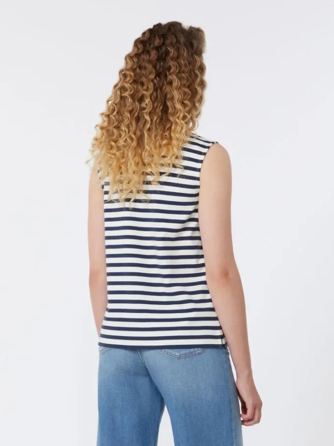 Sleeveless interlock jersey top, navy