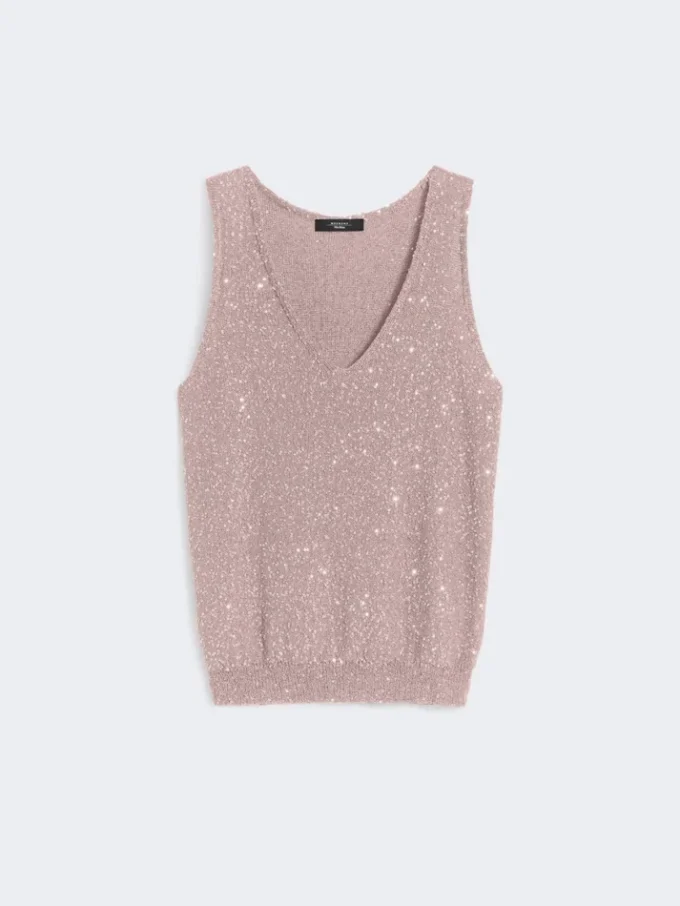 Sleeveless jumper with sequins, antique rose Sleeveless jumper with sequins, antique rose
