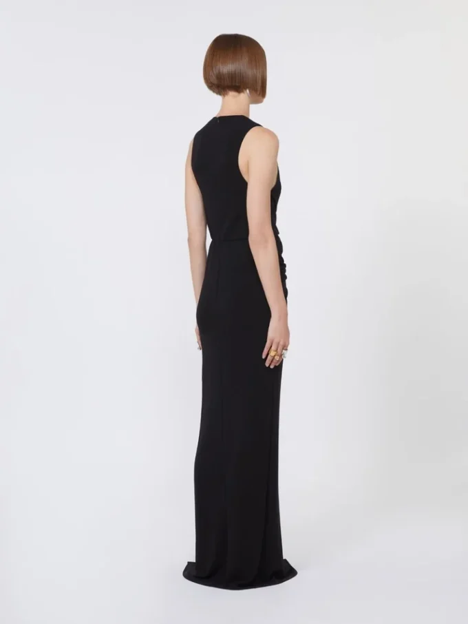 Sleeveless stretch jersey dress, black