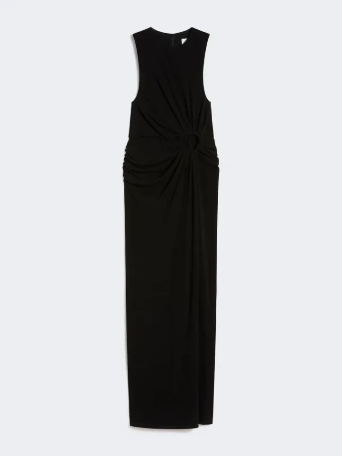 Sleeveless stretch jersey dress, black