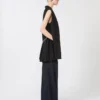 Sleeveless stretch wool blazer, black