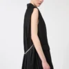 Sleeveless stretch wool blazer, black