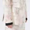 Slim-fit blazer in printed organza and gabardine, white Slim-fit blazer in printed organza and gabardine, white