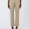 Slim-fit cotton satin trousers, kaki