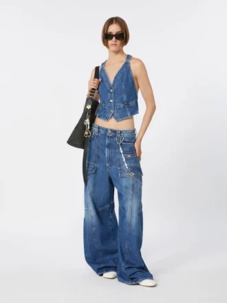 Slim-fit denim gilet, midnightblue