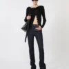 Slim-fit jeans with flared hems, midnightblue