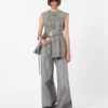 Slim-fit sleeveless denim top, black