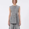 Slim-fit sleeveless denim top, black