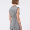 Slim-fit sleeveless denim top, black