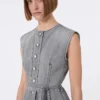 Slim-fit sleeveless denim top, black