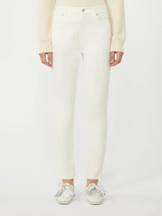 Slim-fit stretch cotton trousers, white