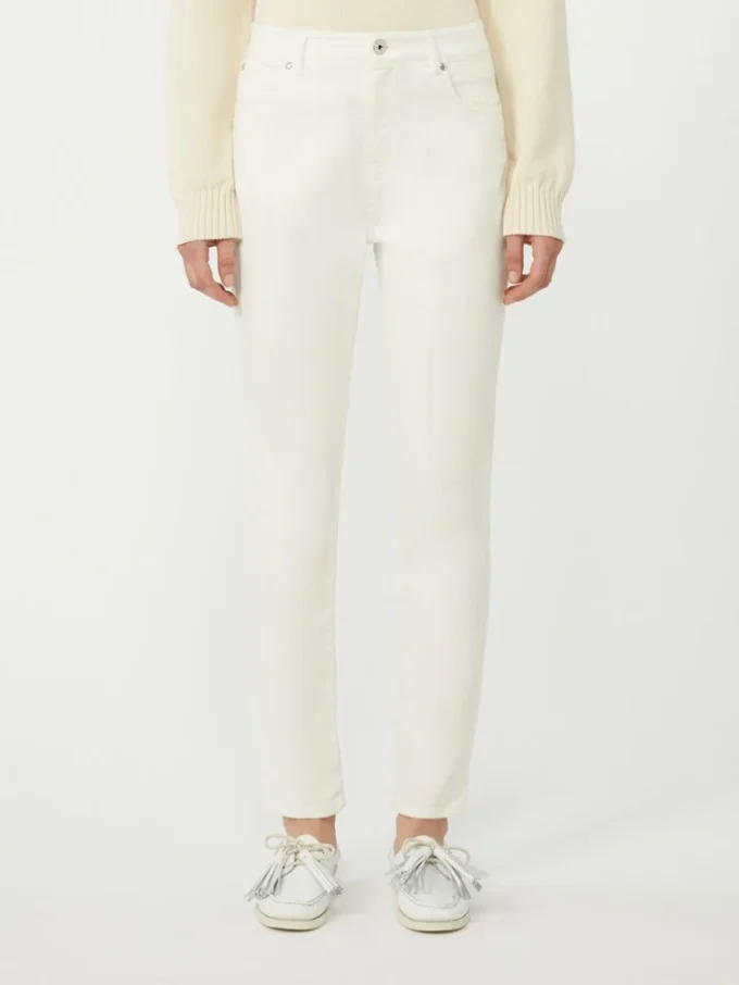 Slim-fit stretch cotton trousers, white