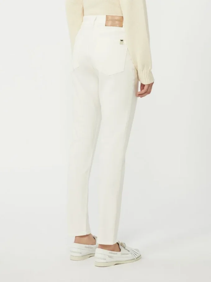 Slim-fit stretch cotton trousers, white