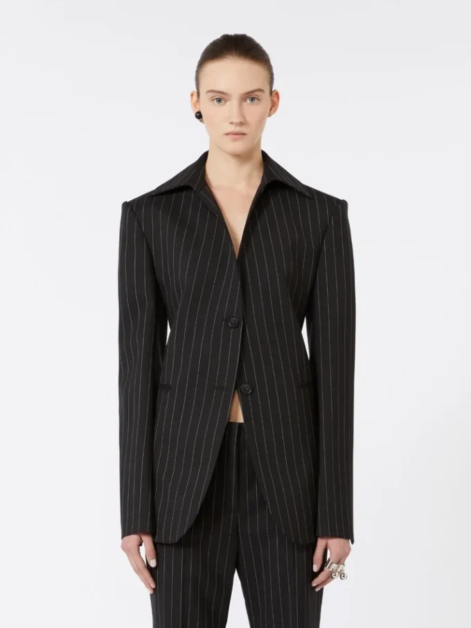 Slim-fit stretch gabardine blazer, black Slim-fit stretch gabardine blazer, black