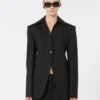Slim-fit stretch gabardine blazer, black Slim-fit stretch gabardine blazer, black