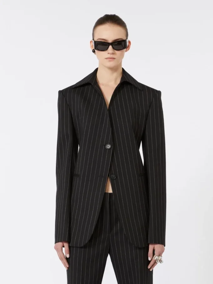 Slim-fit stretch gabardine blazer, black Slim-fit stretch gabardine blazer, black