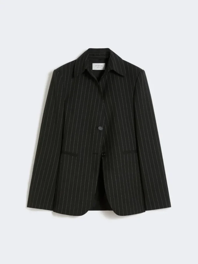 Slim-fit stretch gabardine blazer, black Slim-fit stretch gabardine blazer, black
