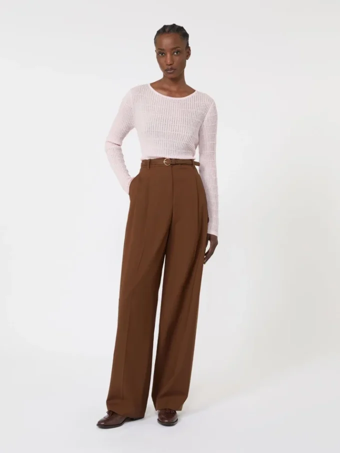 Slim-fit wool and silk sweater, pink