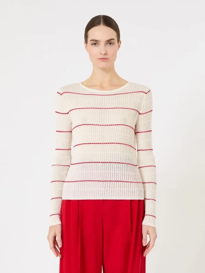 Slim-fit wool and silk sweater, white Slim-fit wool and silk sweater, white