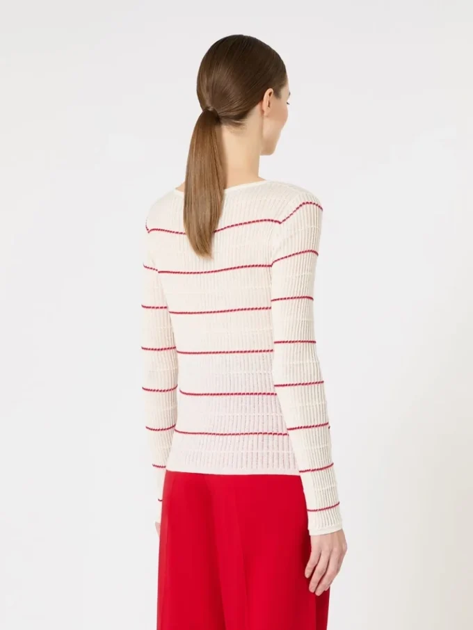 Slim-fit wool and silk sweater, white Slim-fit wool and silk sweater, white