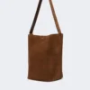 Small archetipo bag in split leather, dark brown Small archetipo bag in split leather, dark brown