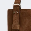 Small archetipo bag in split leather, dark brown Small archetipo bag in split leather, dark brown