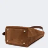 Small archetipo bag in split leather, dark brown Small archetipo bag in split leather, dark brown