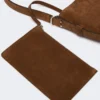 Small archetipo bag in split leather, dark brown Small archetipo bag in split leather, dark brown