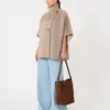 Small archetipo bag in split leather, dark brown Small archetipo bag in split leather, dark brown