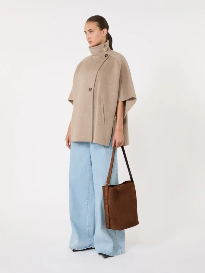 Small archetipo bag in split leather, dark brown Small archetipo bag in split leather, dark brown