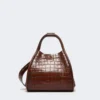 Small crocodile-print leather marine bag, brown Small crocodile-print leather marine bag, brown